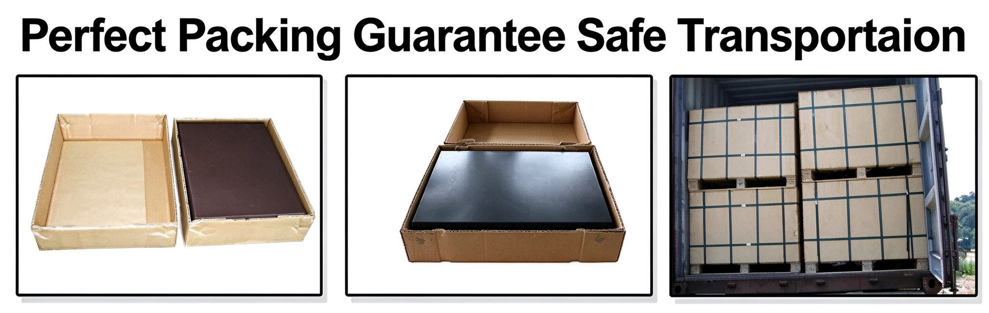 Iron sheet packed in cartons and pallets container-loaded for export