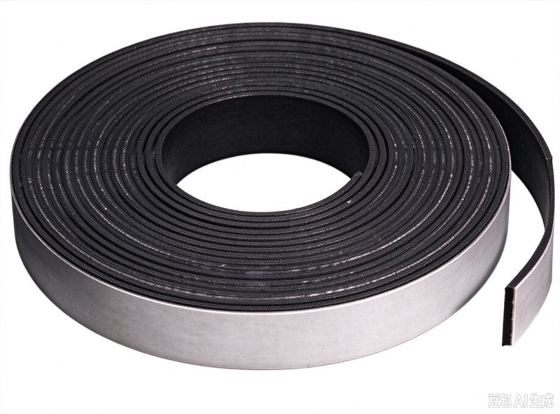 Roll of flexible rubber magnetic strip