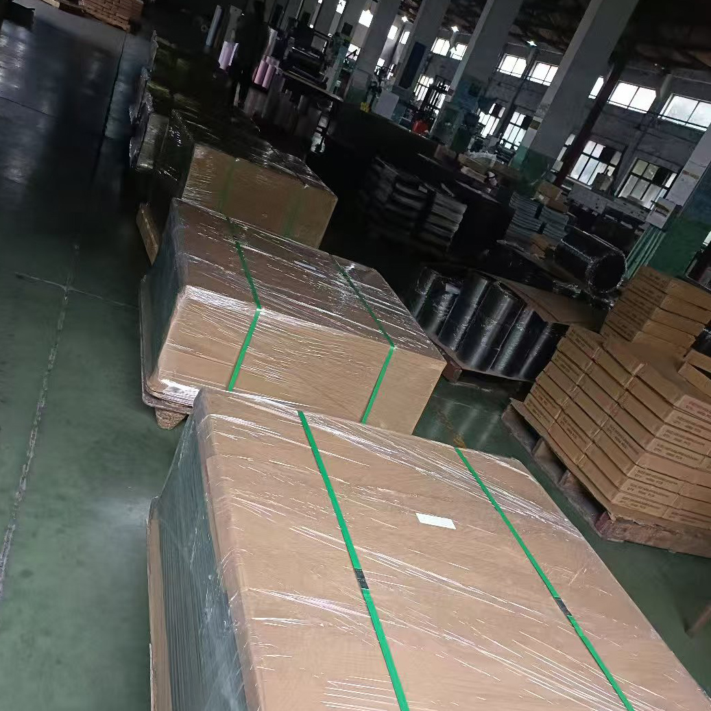 Finished rubber magnet products packed and stacked in the warehouse